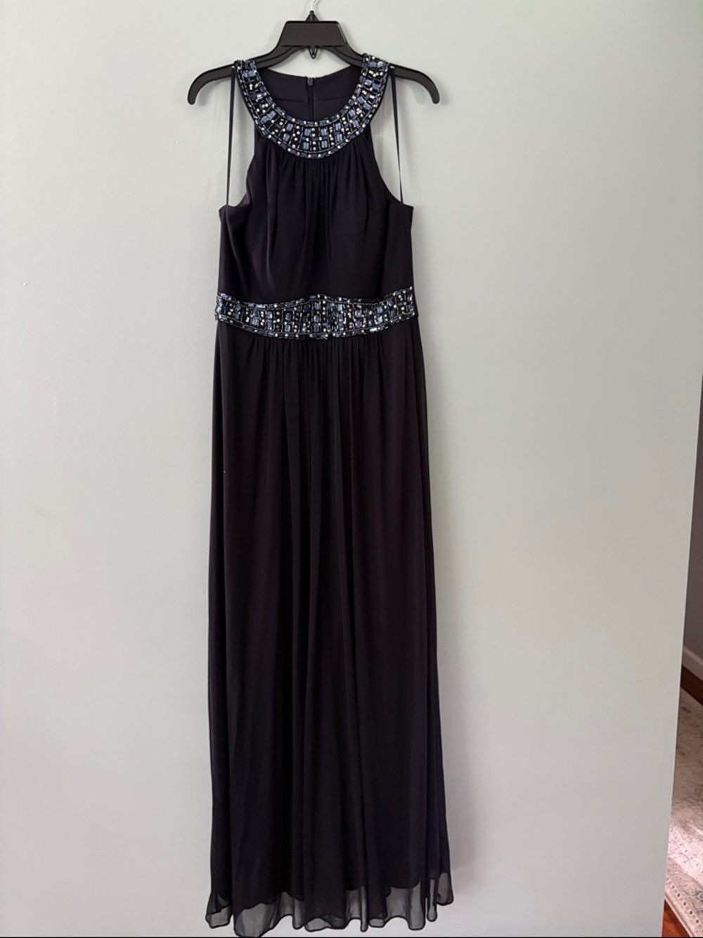 Black Beaded Halter Maxi Dress